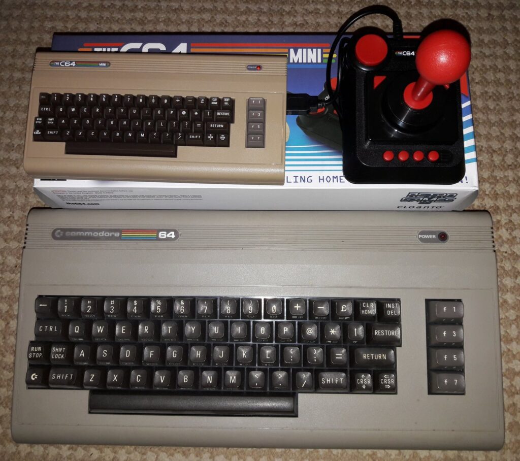 THEC64 Mini next to an original Commodore 64