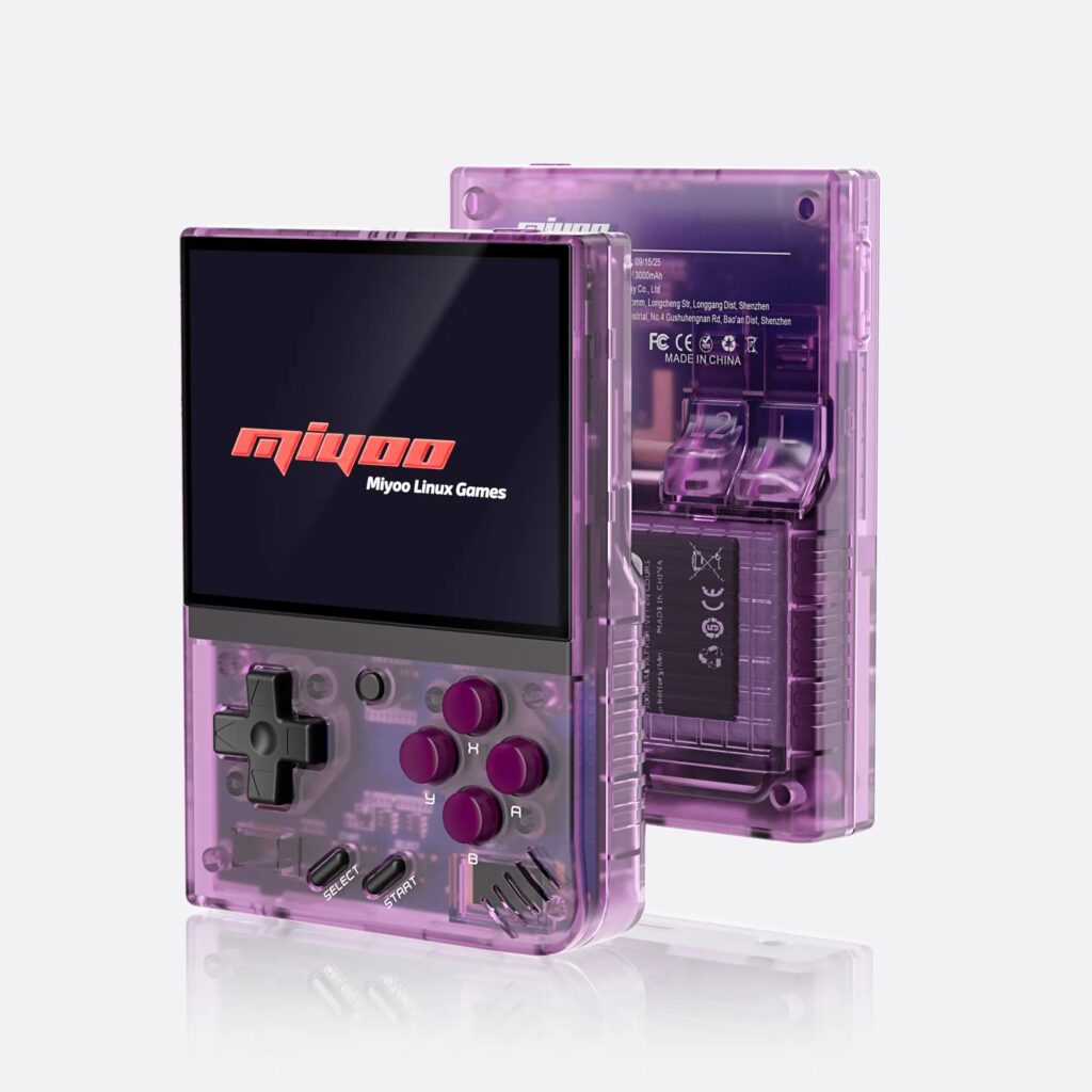 Miyoo Mini Plus handheld in purple