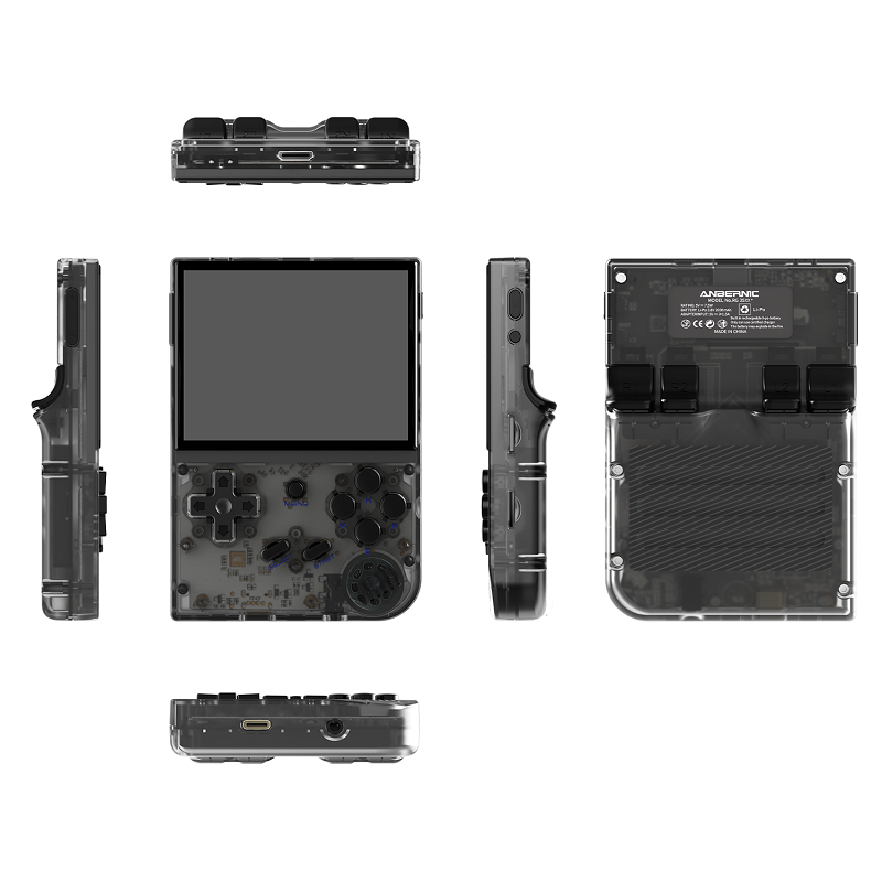 Anbernic RG35XX Plus handheld, studio multi-view